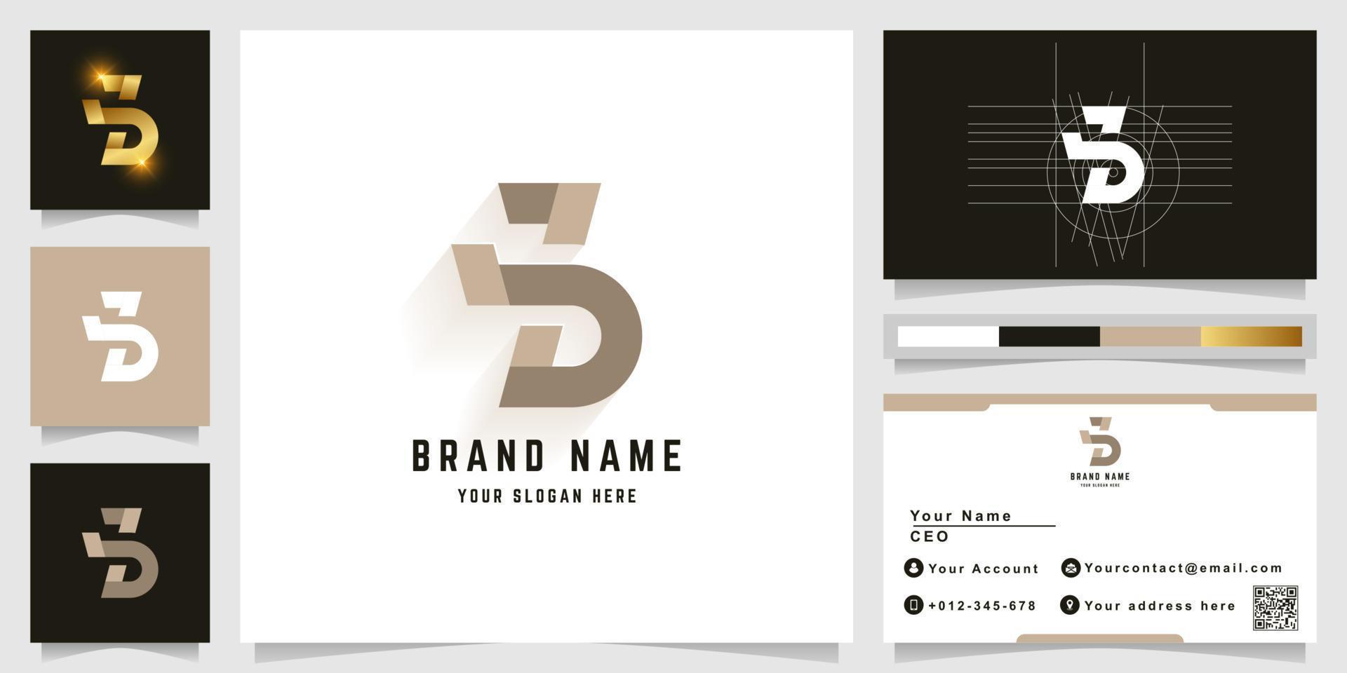Letter B or Jb monogram logo with business card design vector