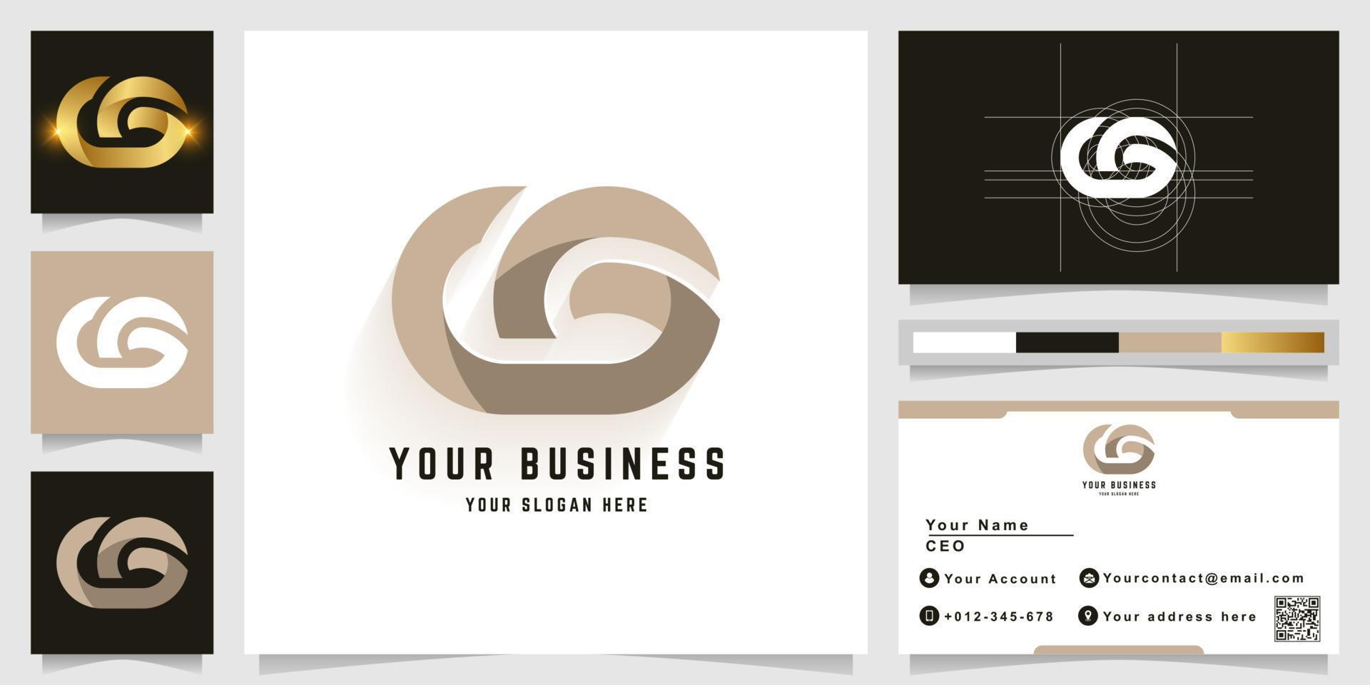 Letter CG or OG monogram logo with business card design vector