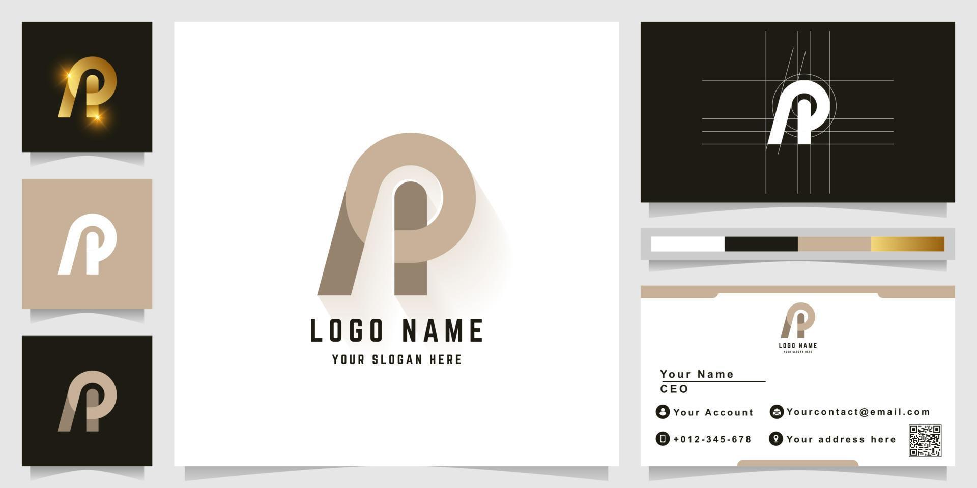 Letter R or RP monogram logo with business card design vector