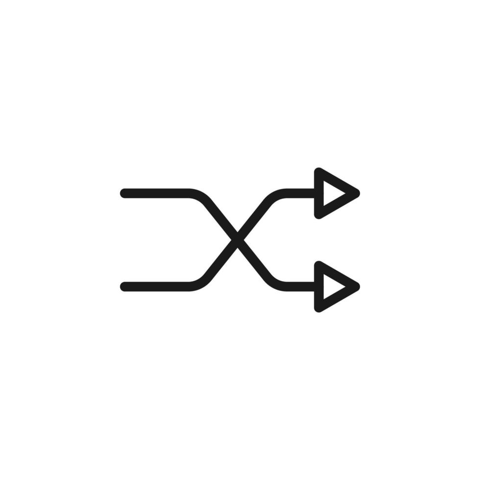 Symbols, signs, interface and internet concept. Simple monochrome illustrations for web sites, stores, apps. Vector line icon of simple crossed arrows