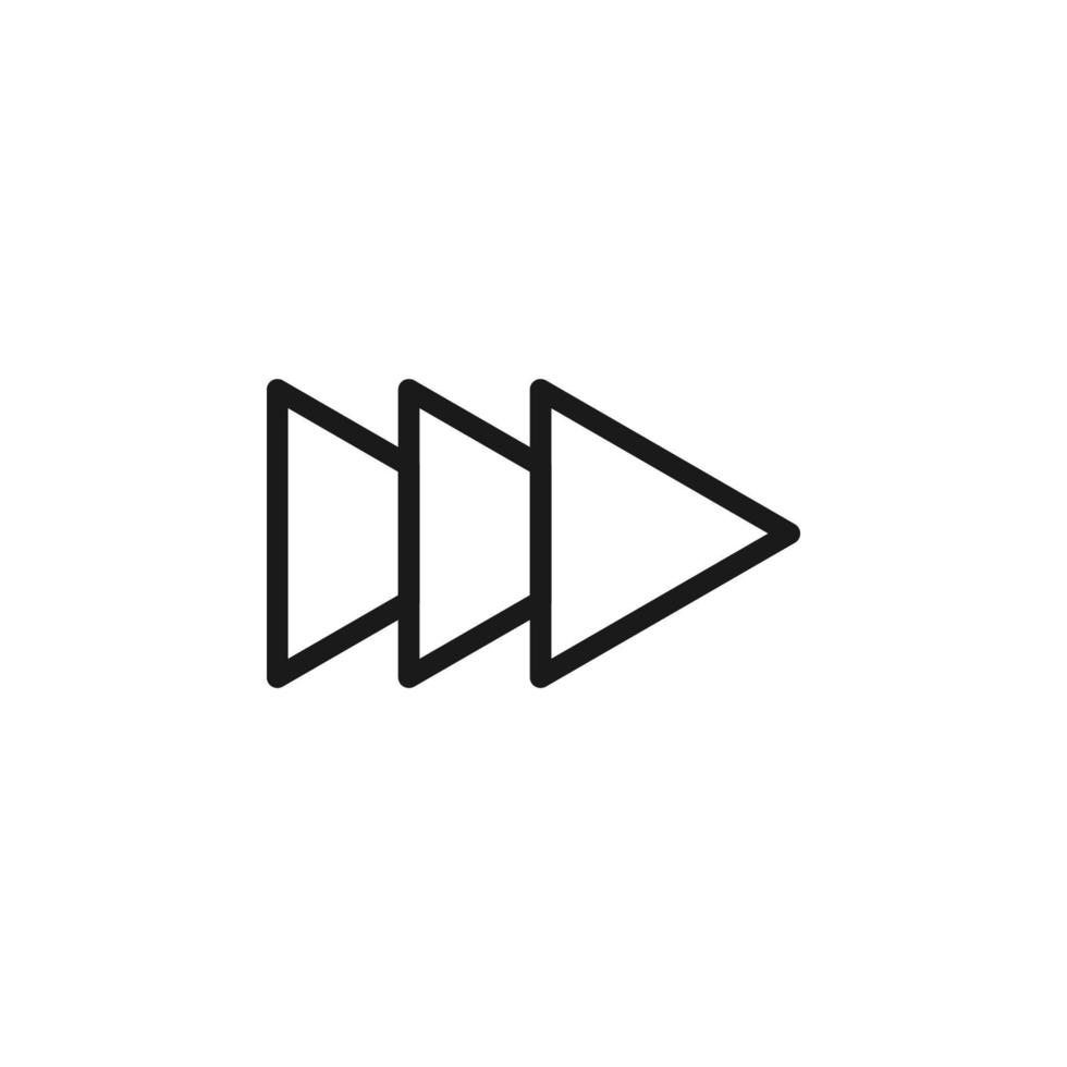 Symbols, signs, interface and internet concept. Simple monochrome illustrations for web sites, stores, apps. Vector line icon of arrow as symbol of fast forward