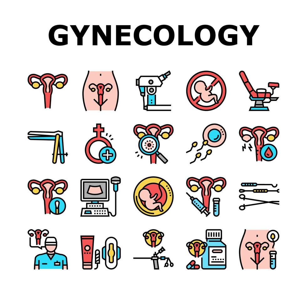 Gynecology Treatment Collection Icons Set Vector sign