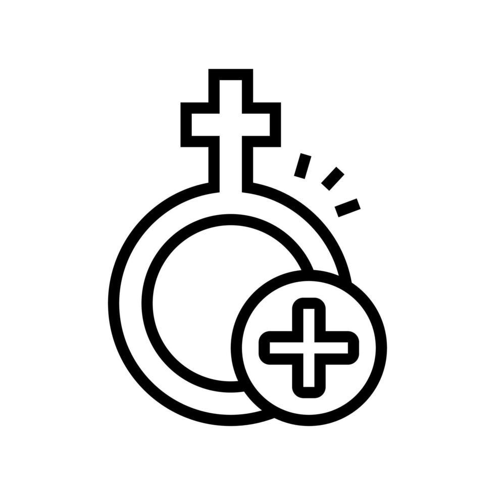 tratamiento femenino ginecología línea icono vector ilustración