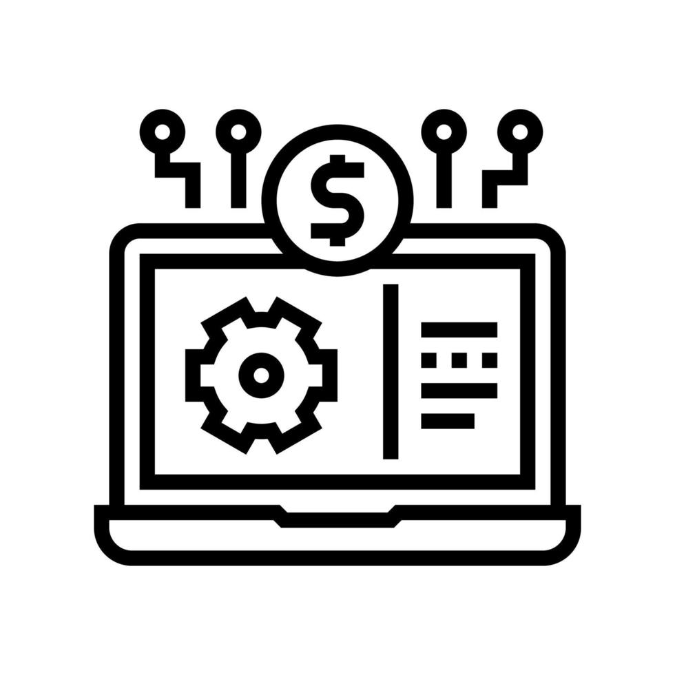 laptop internet market research line icon vector illustration