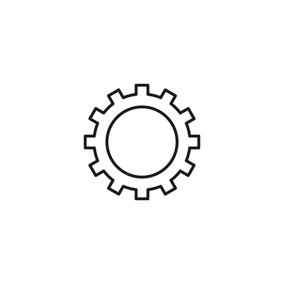 Setting or engineering concept. Vector sign drawn with thin line. Editable stroke. Perfect for web sites, stores, shops. Vector line icon of gear or cogwheel