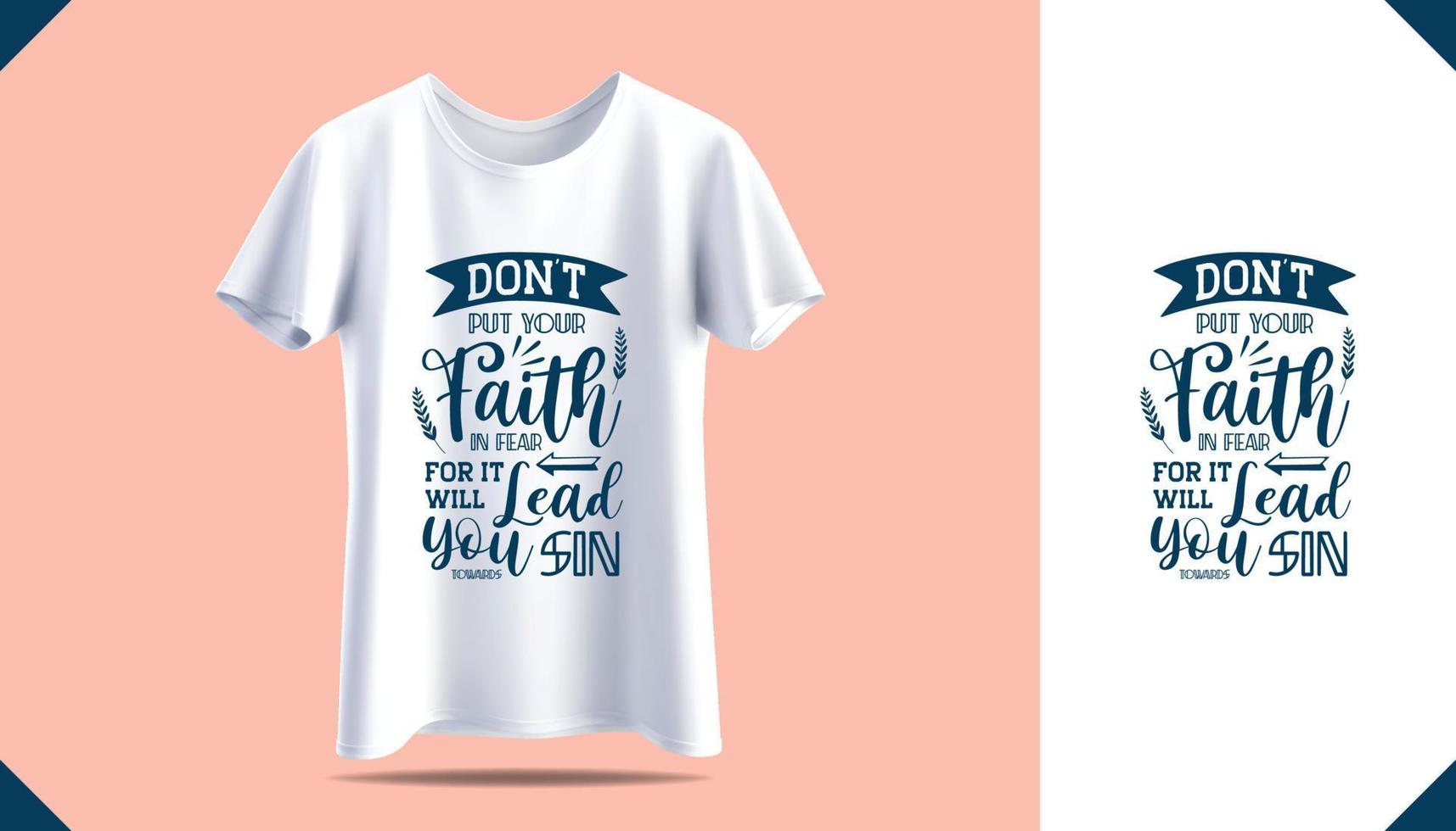 nuevo diseño de estampado de camisetas para hombres. maqueta de camiseta blanca de hombre. vista frontal. frases motivacionales vector