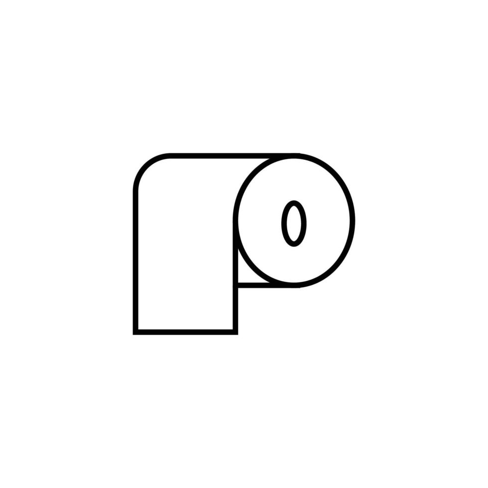 Household and daily routine concept. Single outline monochrome sign in flat style. Editable stroke. Line icon of toilet paper or bog roll vector