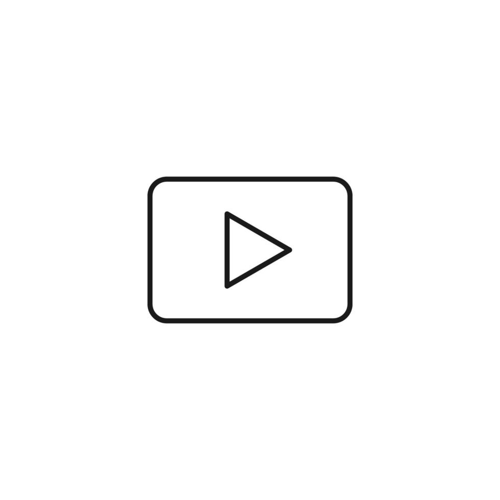 Social media concept. Vector symbol drawn with black thin line. Editable stroke. Suitable for articles, web sites etc. Line icon of play sign