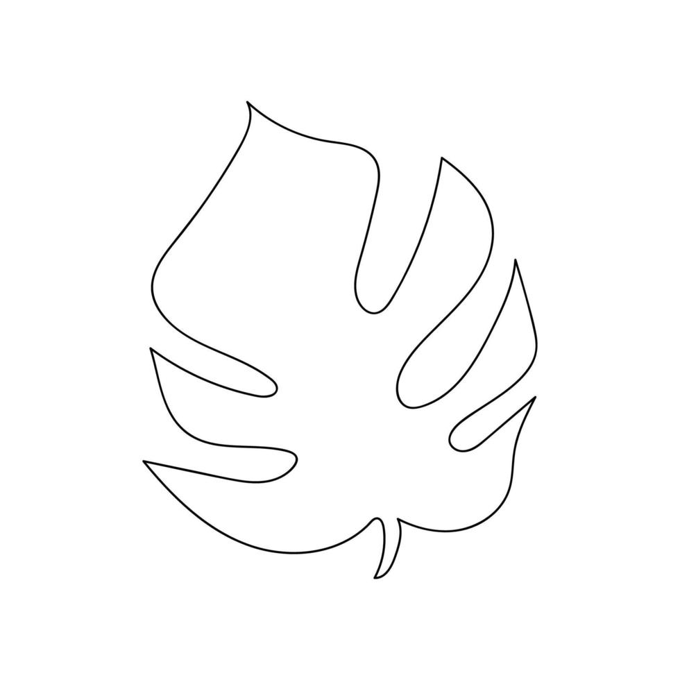 Line monochrome illustration of Monstera leaf. Suitable for signboards, shops, banners, books etc. Vector silhouette.