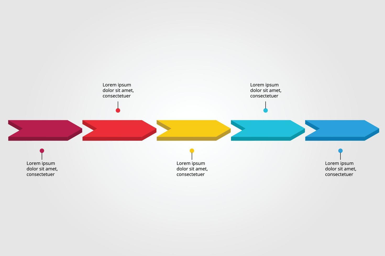 line arrow template for infographic for presentation for 5 element vector