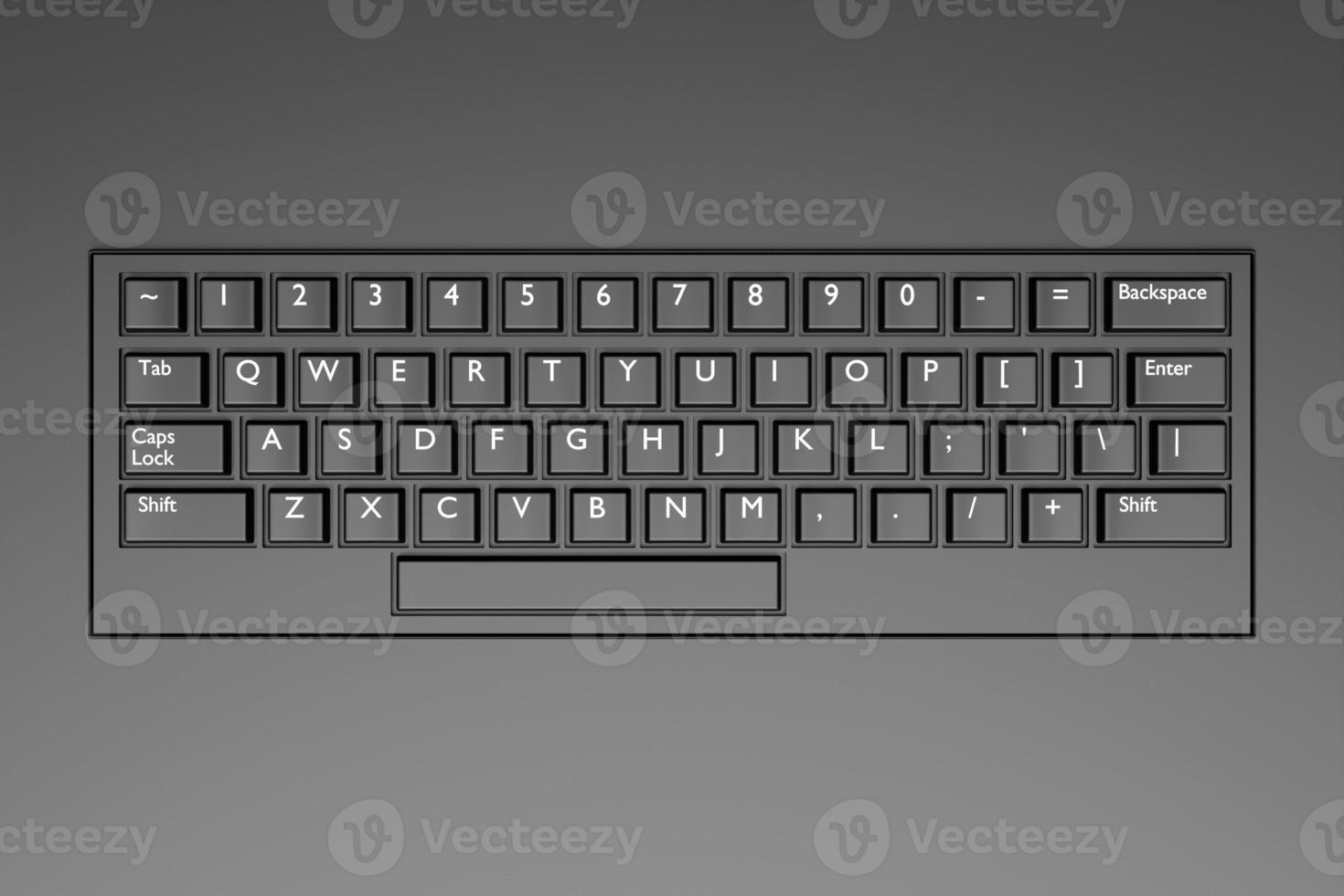 Computer keyboard on black background. 3D rendering of streaming gear and gamer workspace concept photo