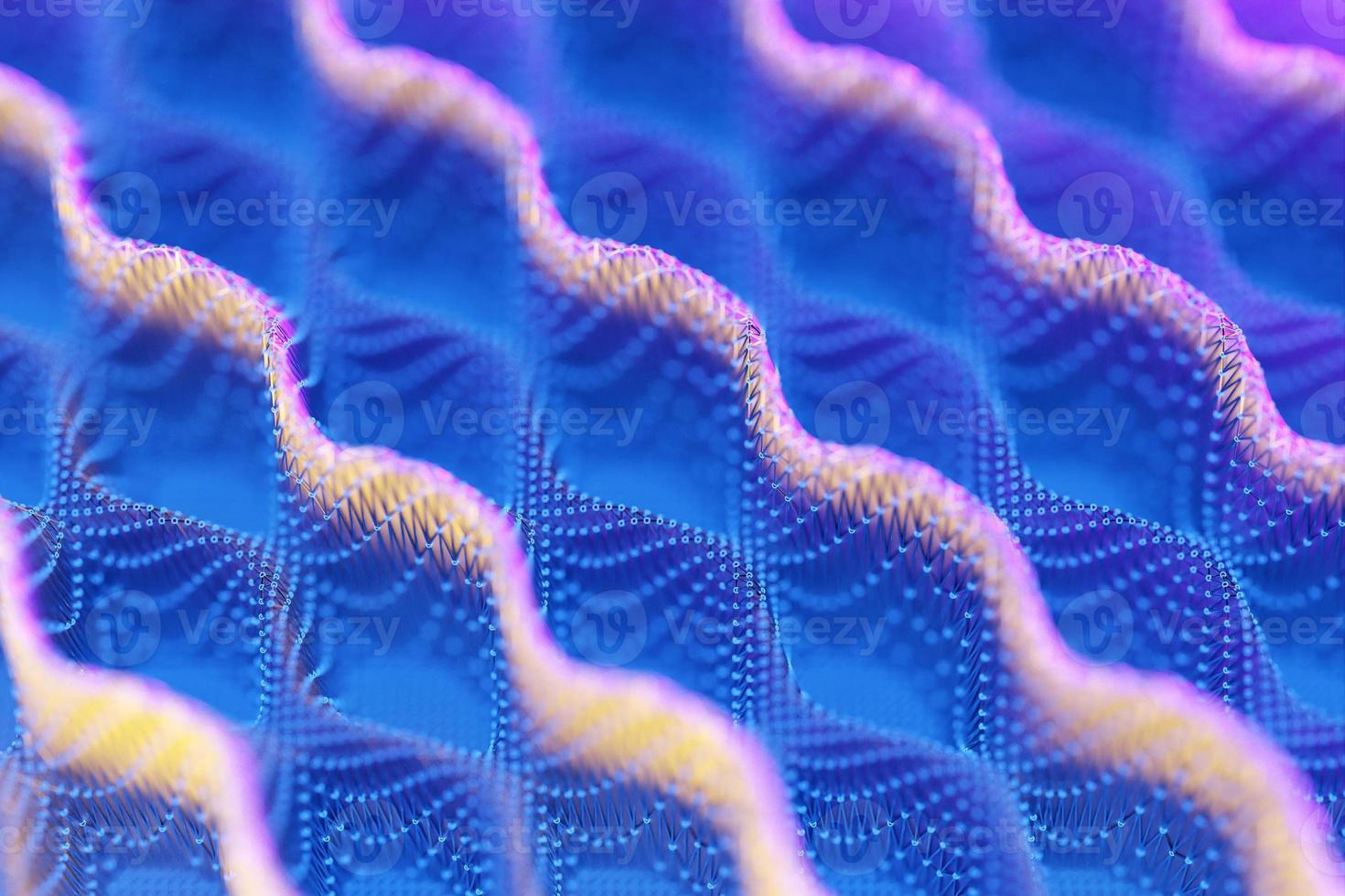 3D illustration,  gradient  blue and pink waves from lines and interlacing. Abstract background. photo