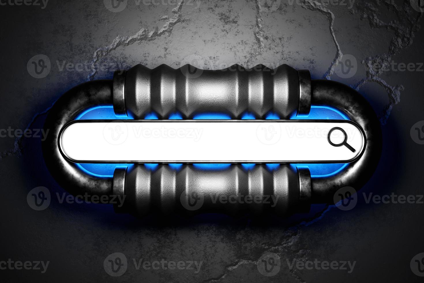 3d illustration of an internet search page a metal chain link . Search bar  icons photo