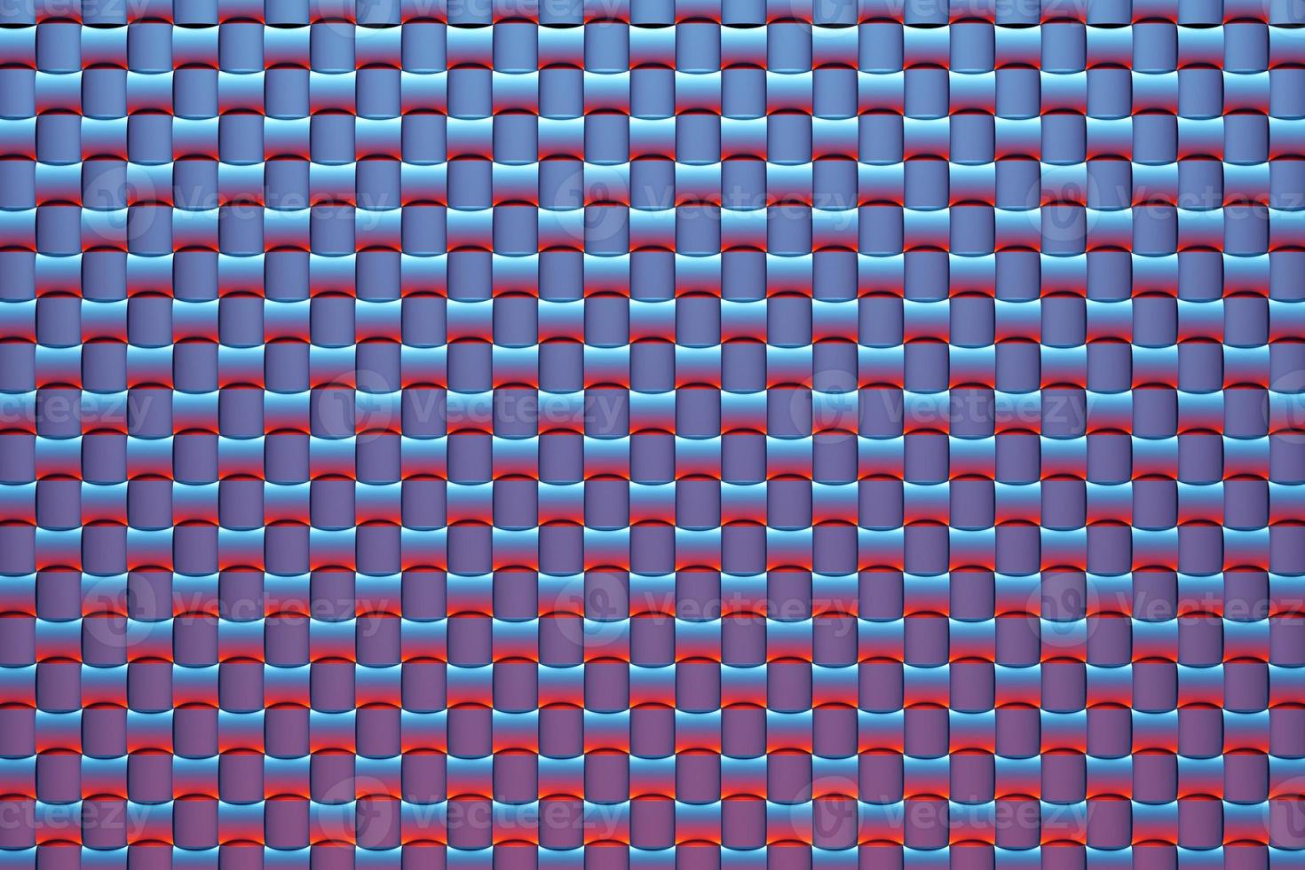 3D rendering. Blue and red pattern of cubes of different shapes. Minimalistic pattern of simple shapes. Bright creative symmetric texture photo