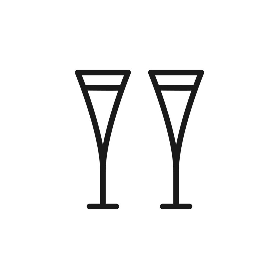 Summer cocktail signs. Vector symbol drawn in flat style with black line. Perfect for adverts, web sites, cafe and restaurant menu. Icon of glass for wine, champagnes or cocktails