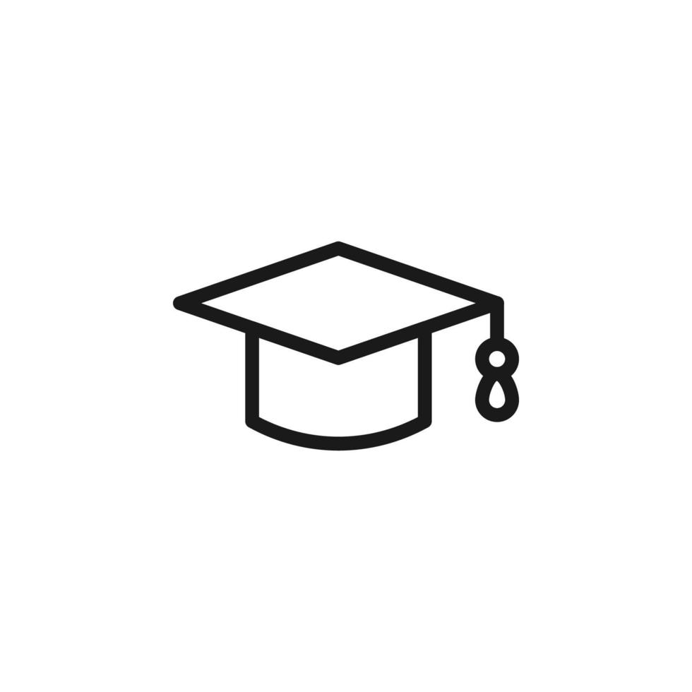 Science and education sign. Minimalistic monochrome vector symbol. Suitable for adverts, sites, articles, books. Vector line icon of square academic cap