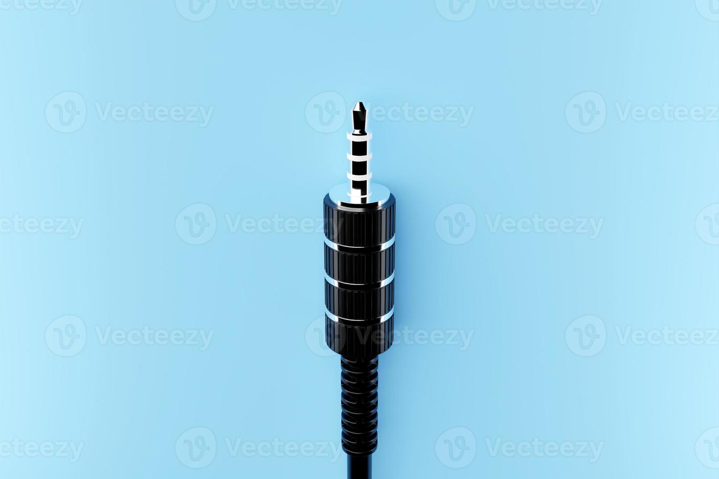 3.5 mm audio mini jack plug  isolated on a  blue  background.  3d  illustration photo