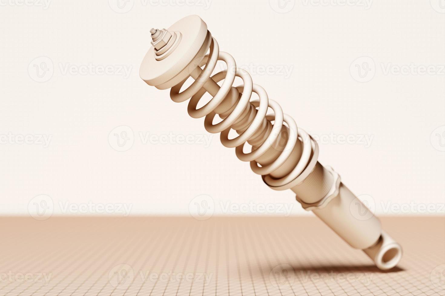 Beige  shock absorber car on monochrome background. 3d illustration. Suspension Parts photo