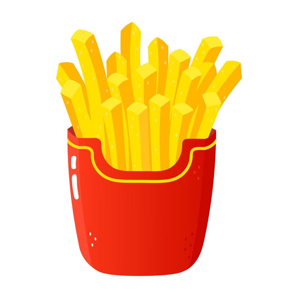 lindo personaje divertido de papas fritas. icono de ilustración de personaje kawaii de dibujos animados dibujados a mano vectorial. aislado sobre fondo blanco. concepto de personaje de papas fritas vector