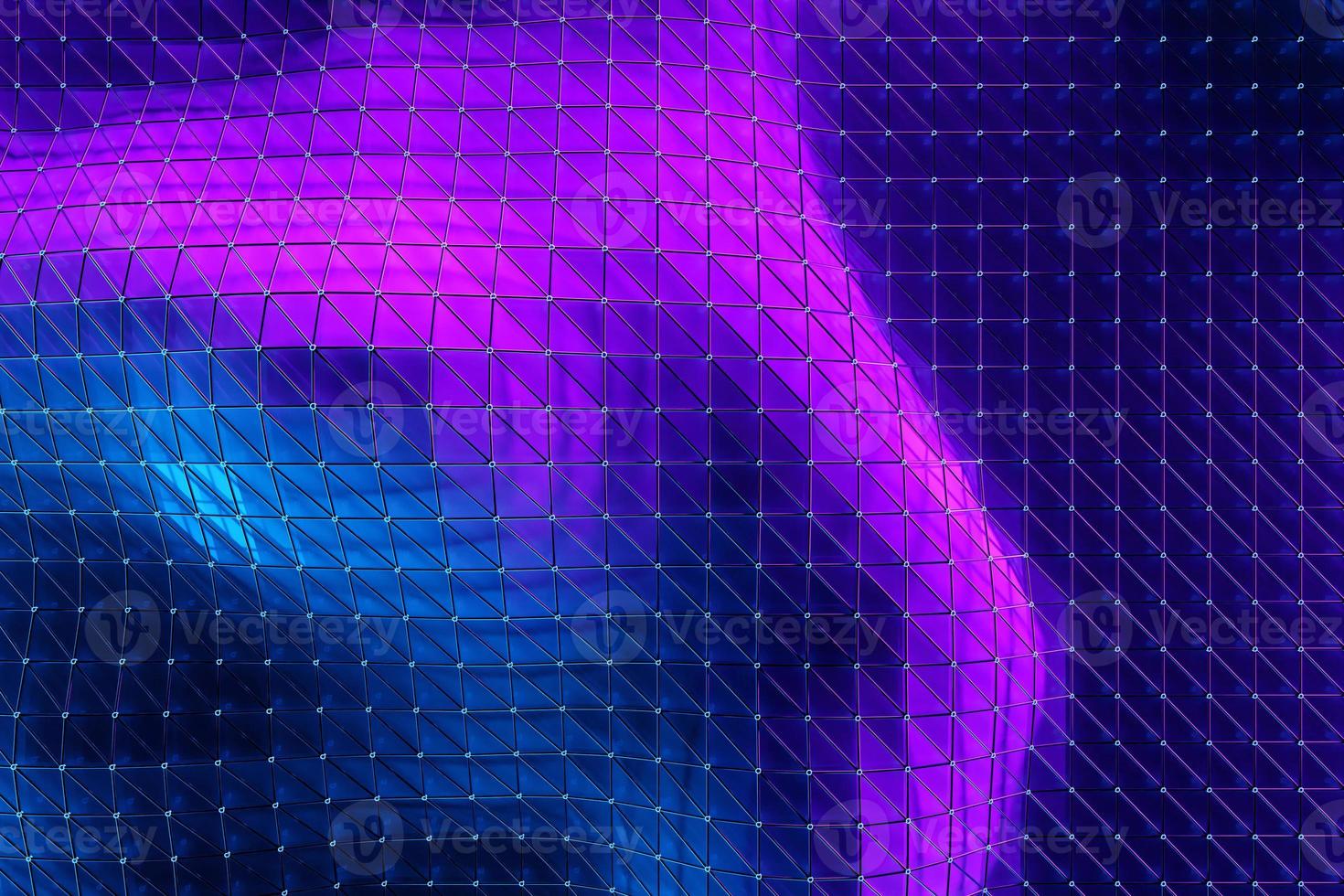 3D illustration,  gradient  blue and pink waves from lines and interlacing. Abstract background. photo