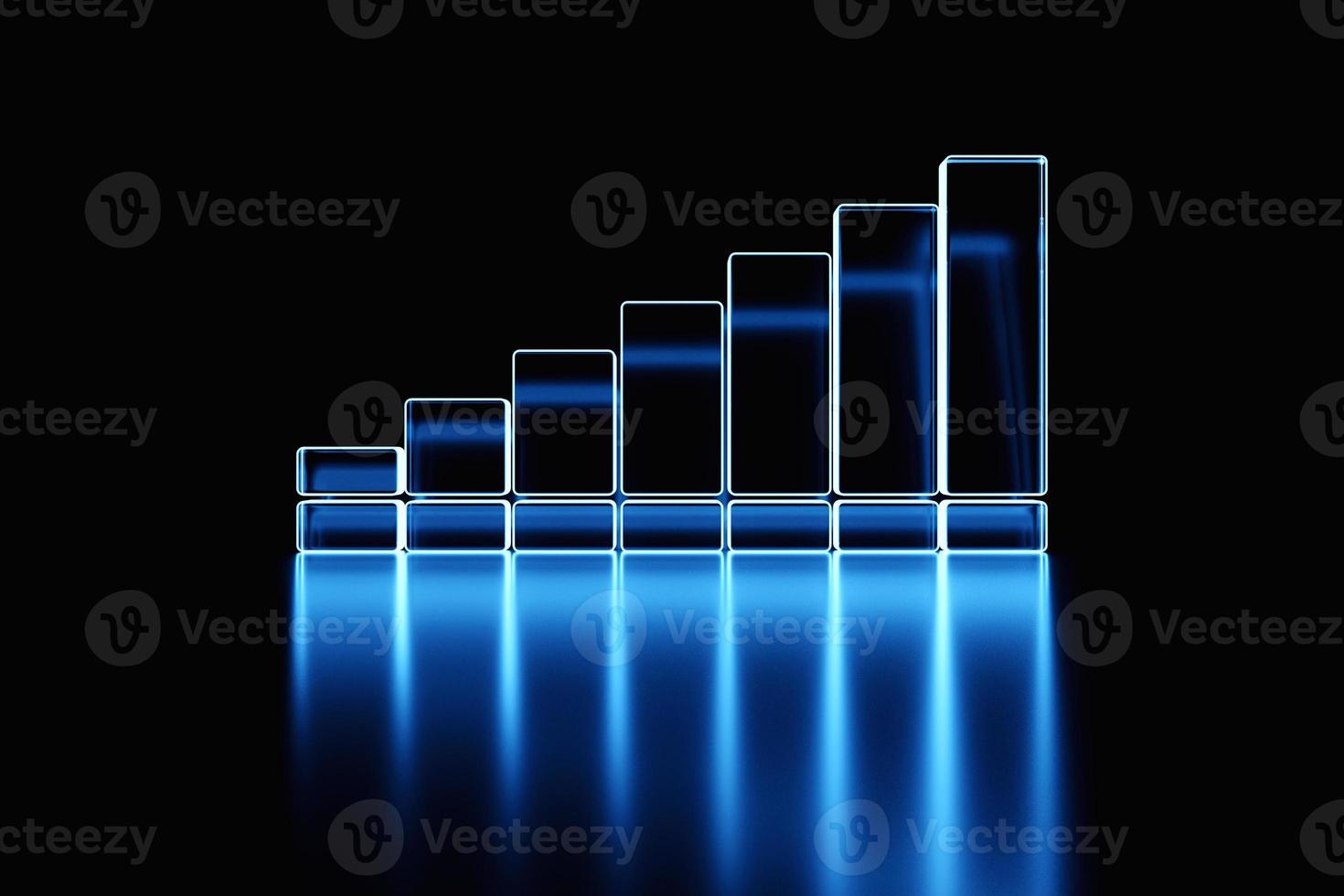 Ilustración 3d de gráfico de barras azul para infografía para gráfico de trabajo, presentación, informe, opciones de paso, diseño web. foto