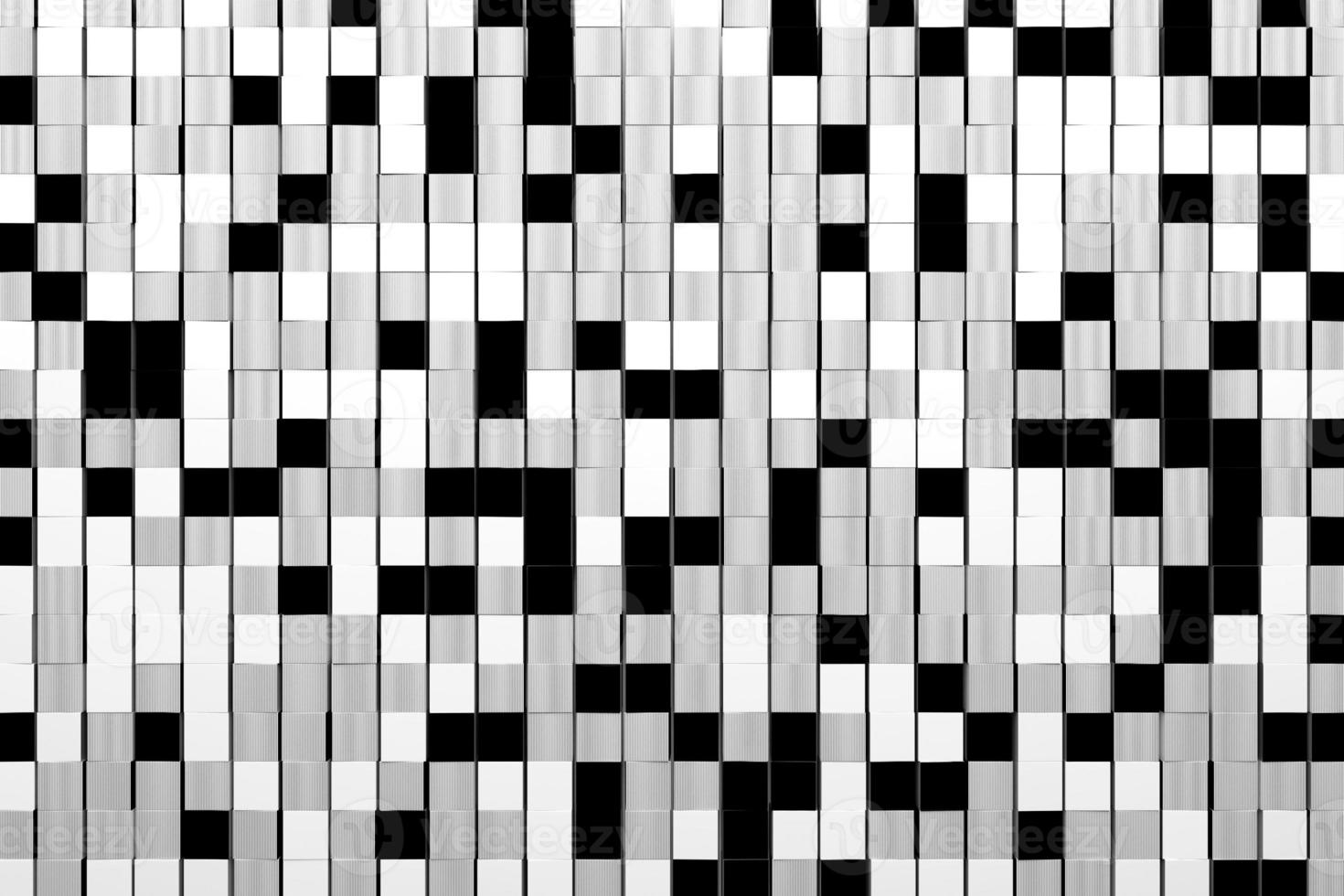 3d illustration of rows of  black, white and gray   squares .Set of cubes on monocrome background, pattern. Geometry  background photo