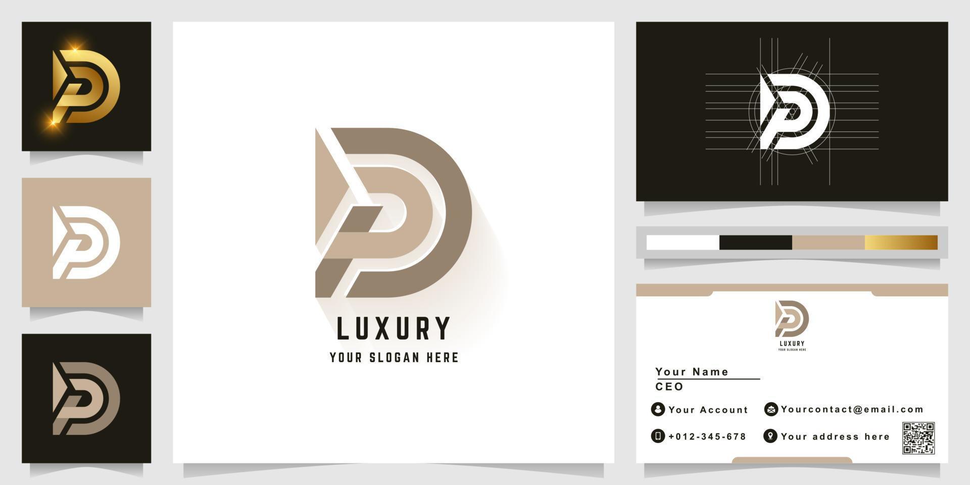 Letter Dp or pD monogram logo with business card design vector