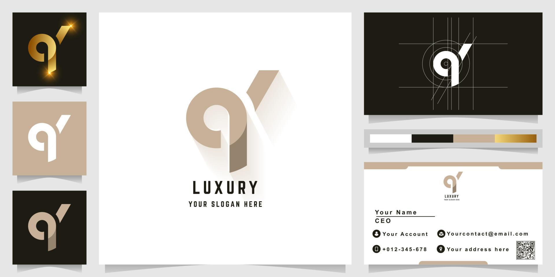 Letter dq or qd monogram logo with business card design vector