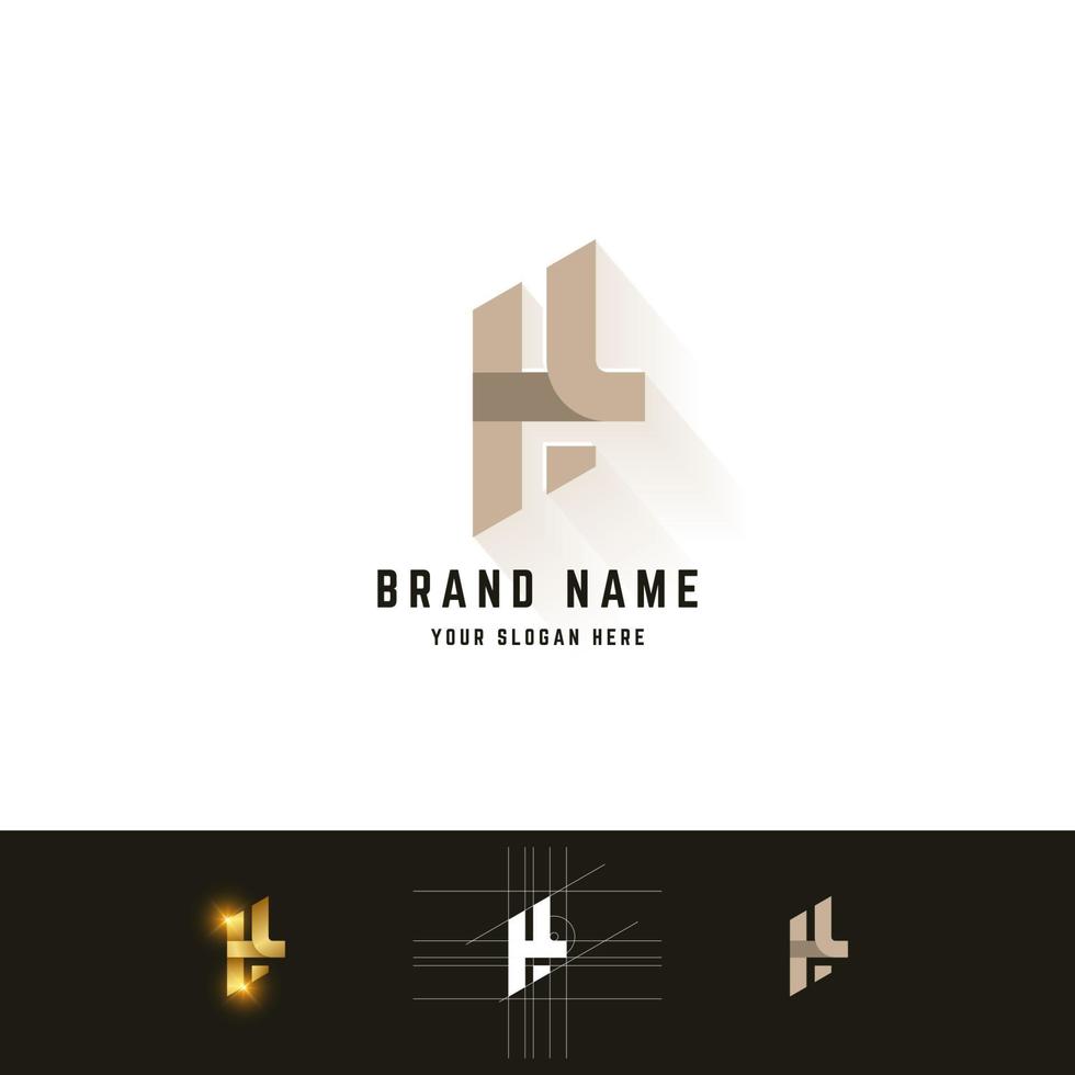 Letter H or HL monogram logo with grid method design vector