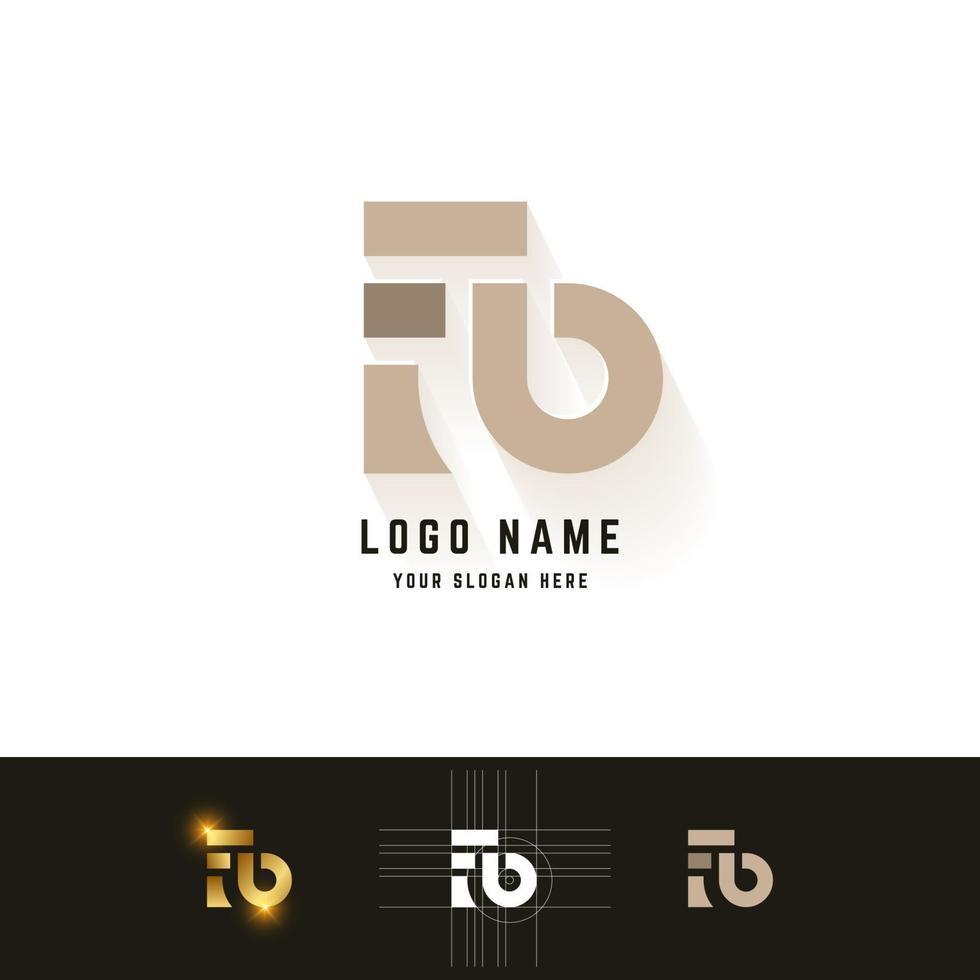 Letter Fb or Fo monogram logo with grid method design vector