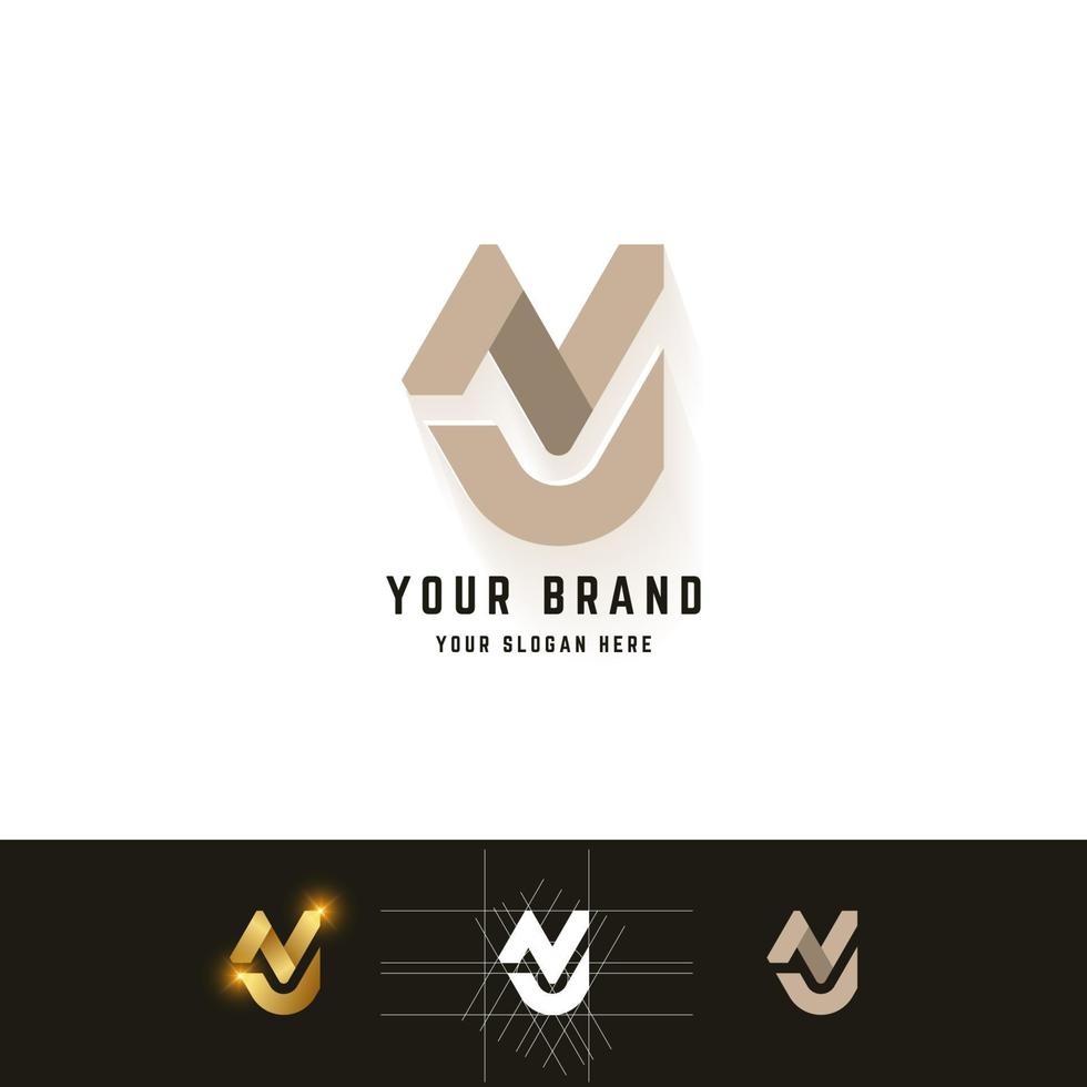 Letter NY or NU monogram logo with grid method design vector