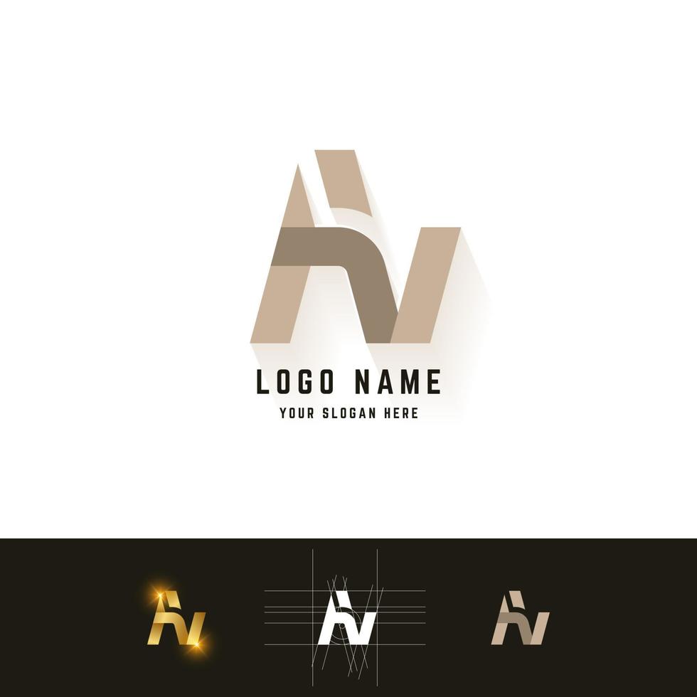 Letter AV or AN monogram logo with grid method design vector