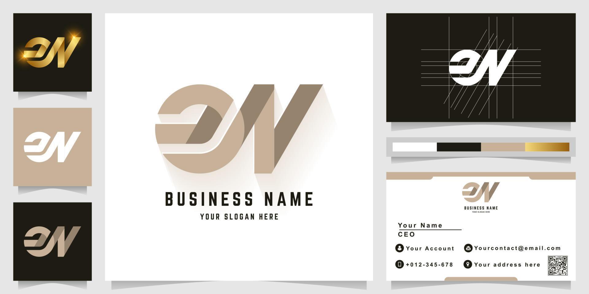 Letter eN or aN monogram logo with business card design vector
