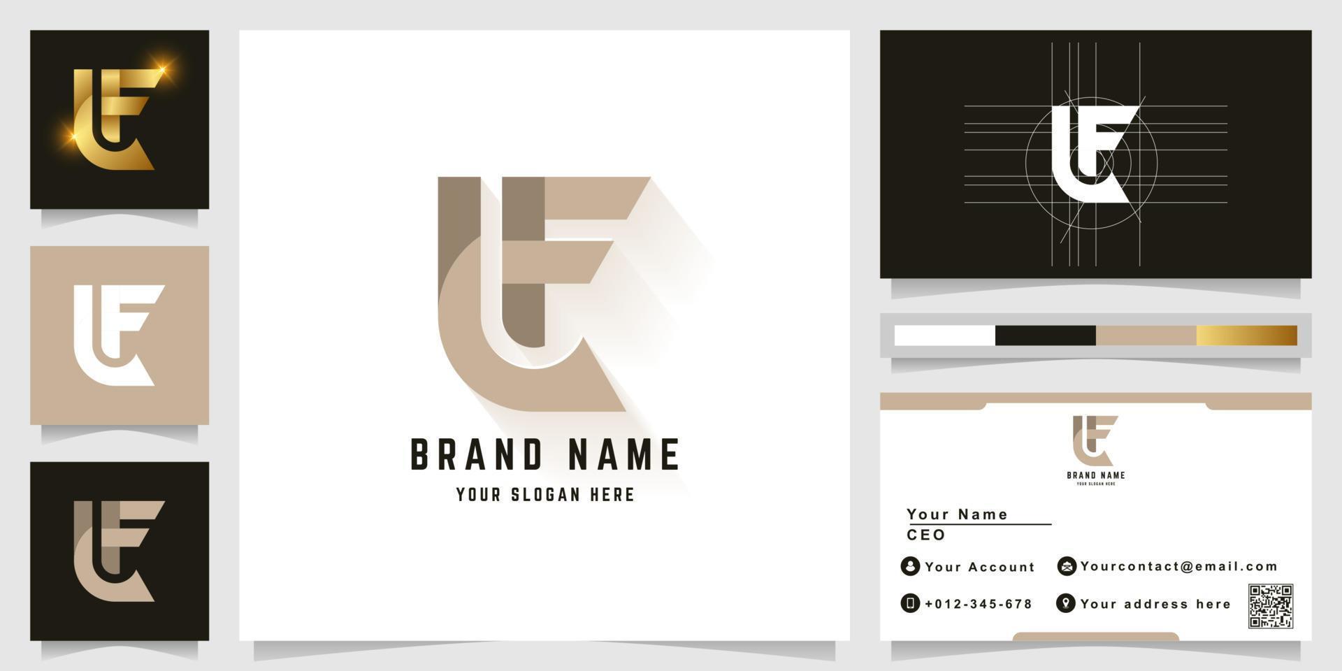 Letter LF or LE monogram logo with business card design vector