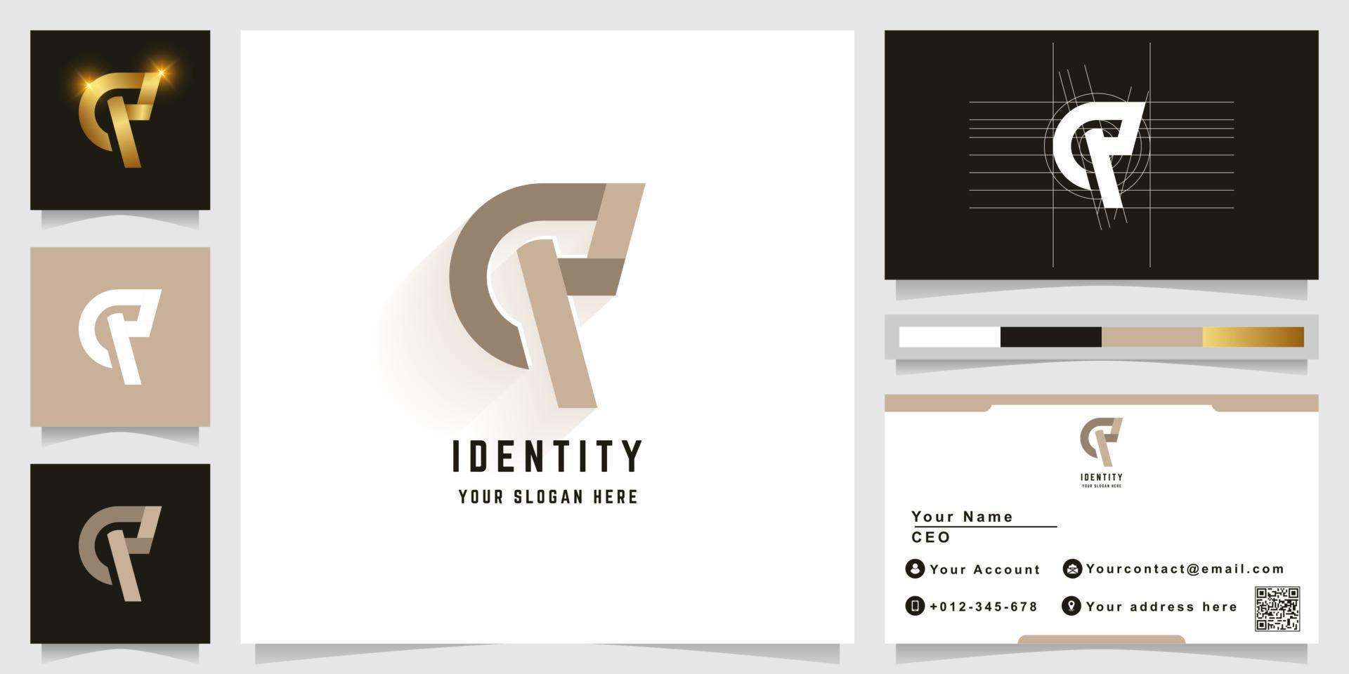 Letter R or qp monogram logo with business card design vector