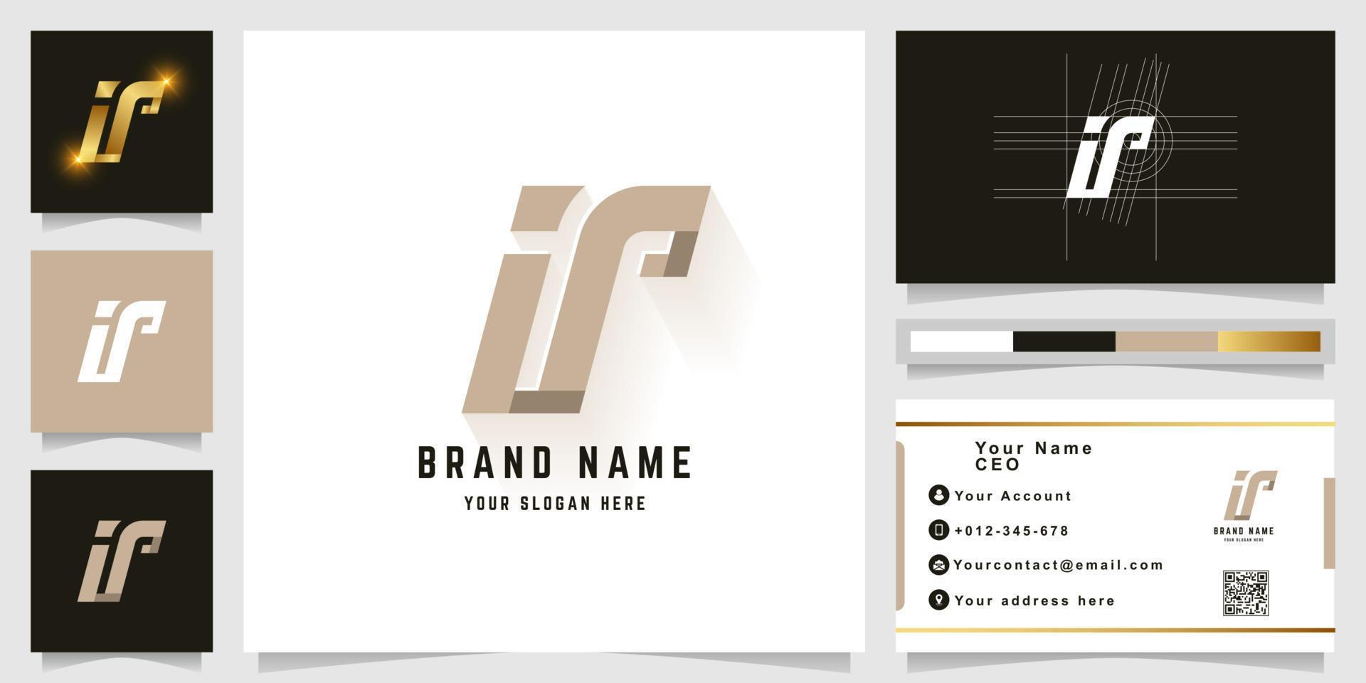 Letter iT or iS monogram logo with business card design vector