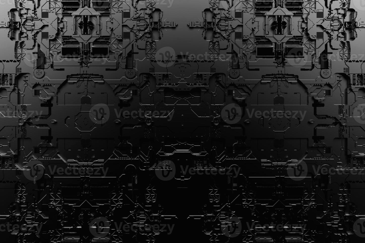3d illustration of a realistic model of a robot or black cyber armor. photo