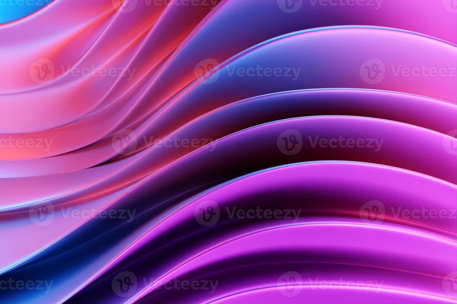 Geometric stripes similar to waves. Abstract   blue and pink glowing crossing lines pattern. 3d illustration photo