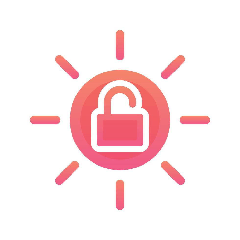 sun padlock logo gradient design template icon element vector