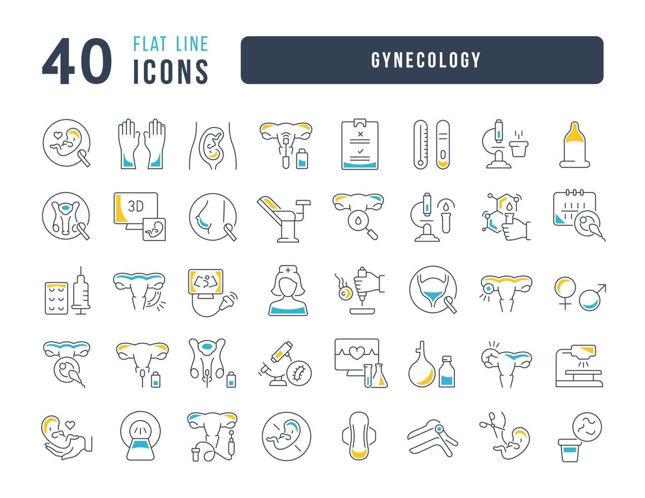 Set of linear icons of Gynecology vector