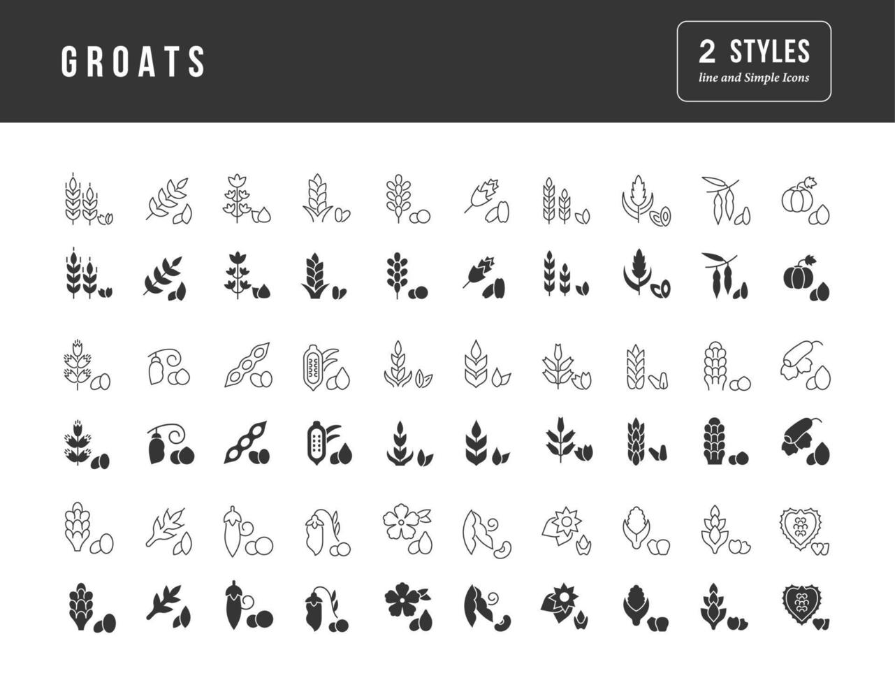 Set of simple icons of Groats vector