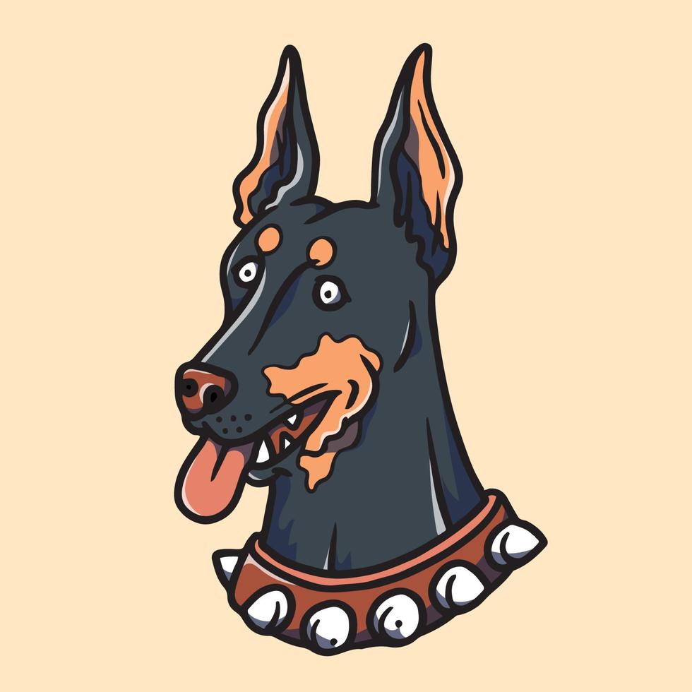 dibujado a mano linda ilustración doberman vector