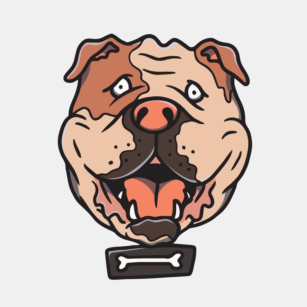 Hand drawn cute bulldog illustration vector