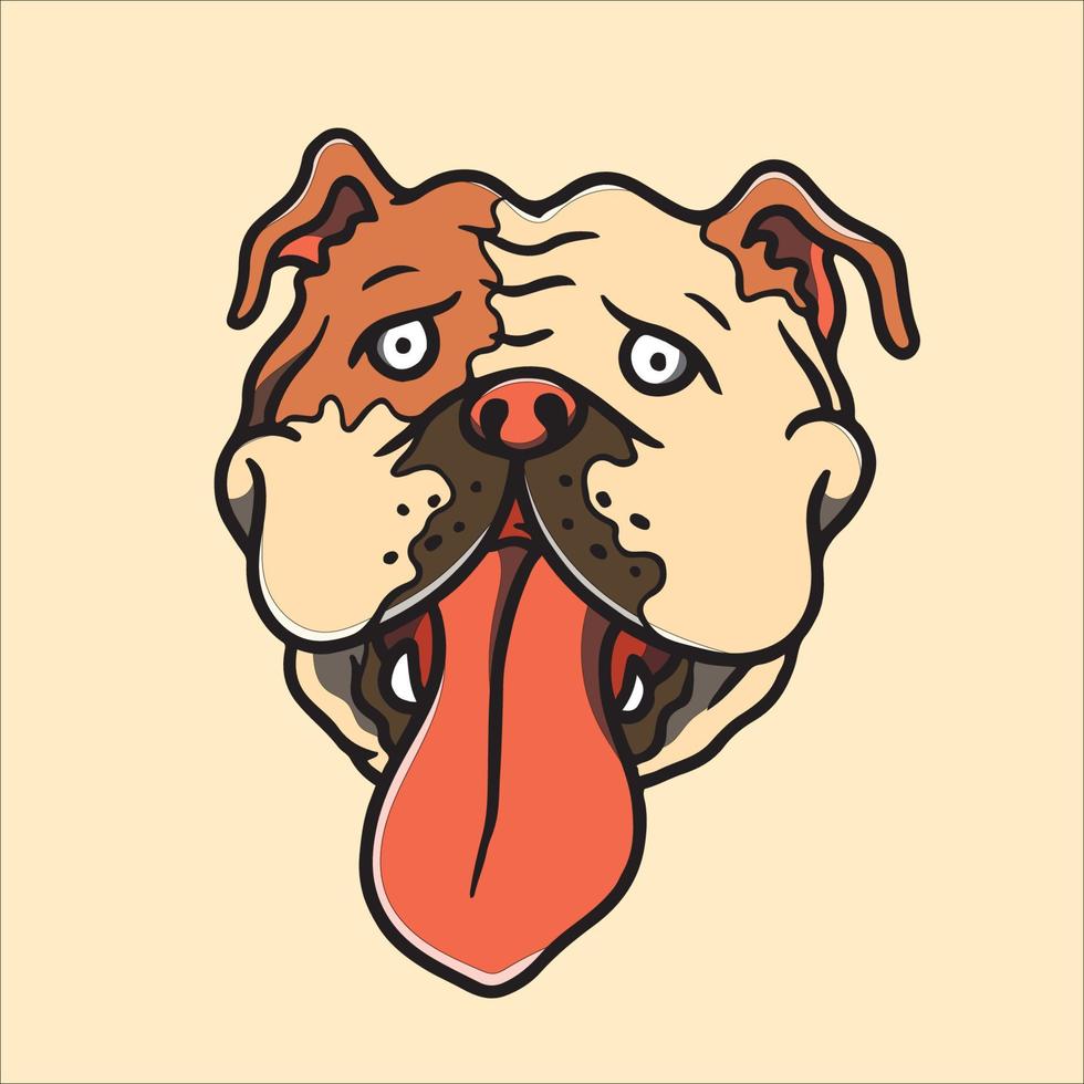 Hand drawn cute bulldog illustration vector