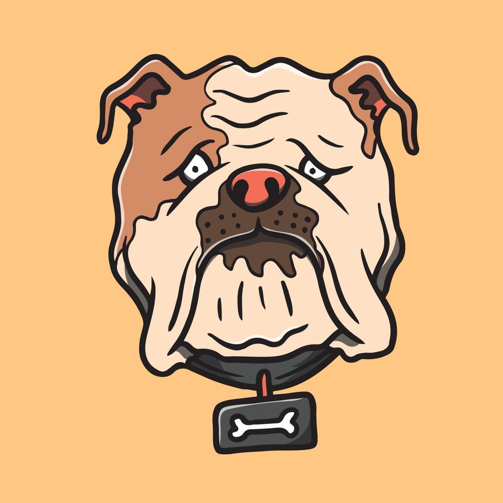Hand drawn cute bulldog illustration vector