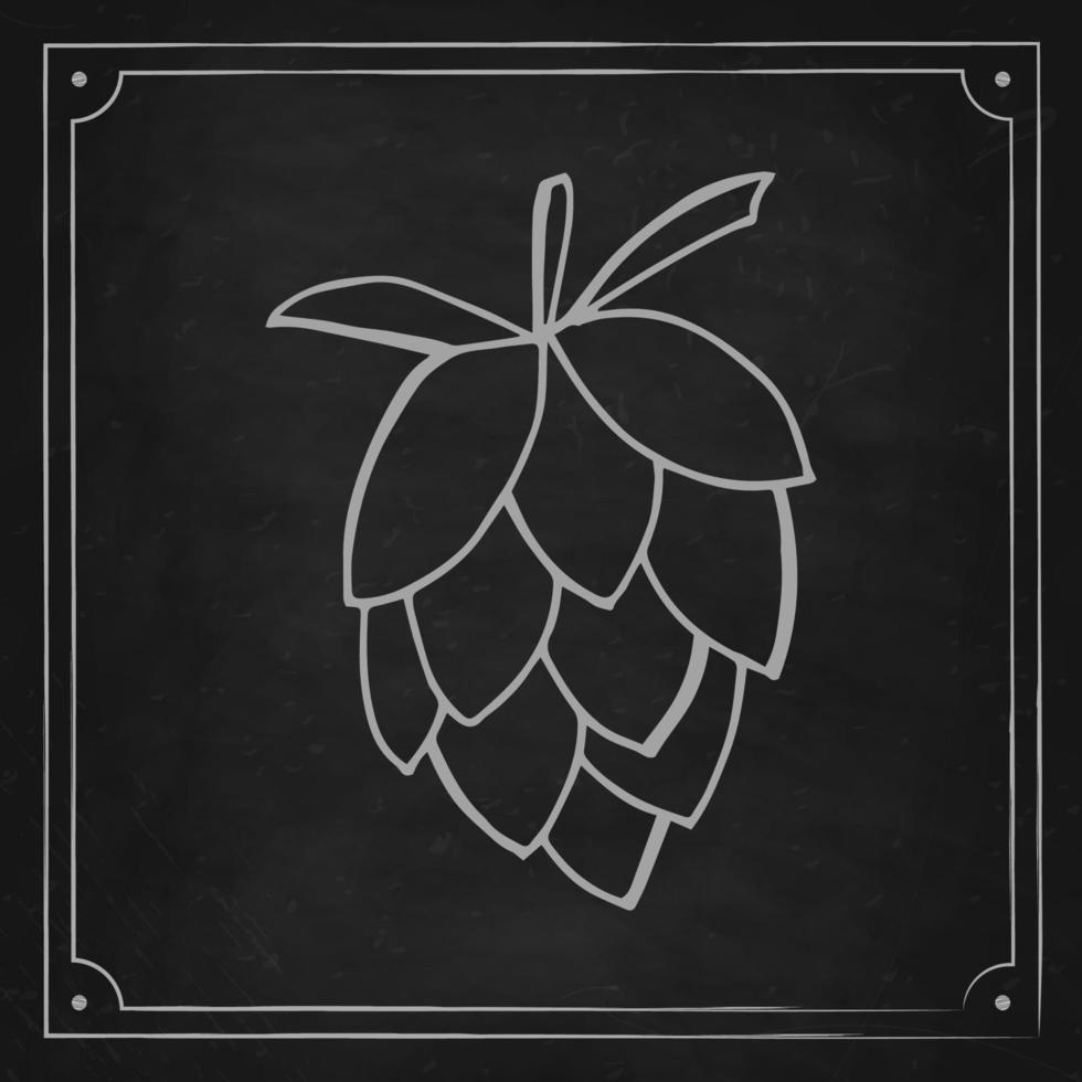 Oktoberfest 2022 - Beer Festival. Hand-drawn Doodle hops on a black chalk board. German Traditional holiday. vector