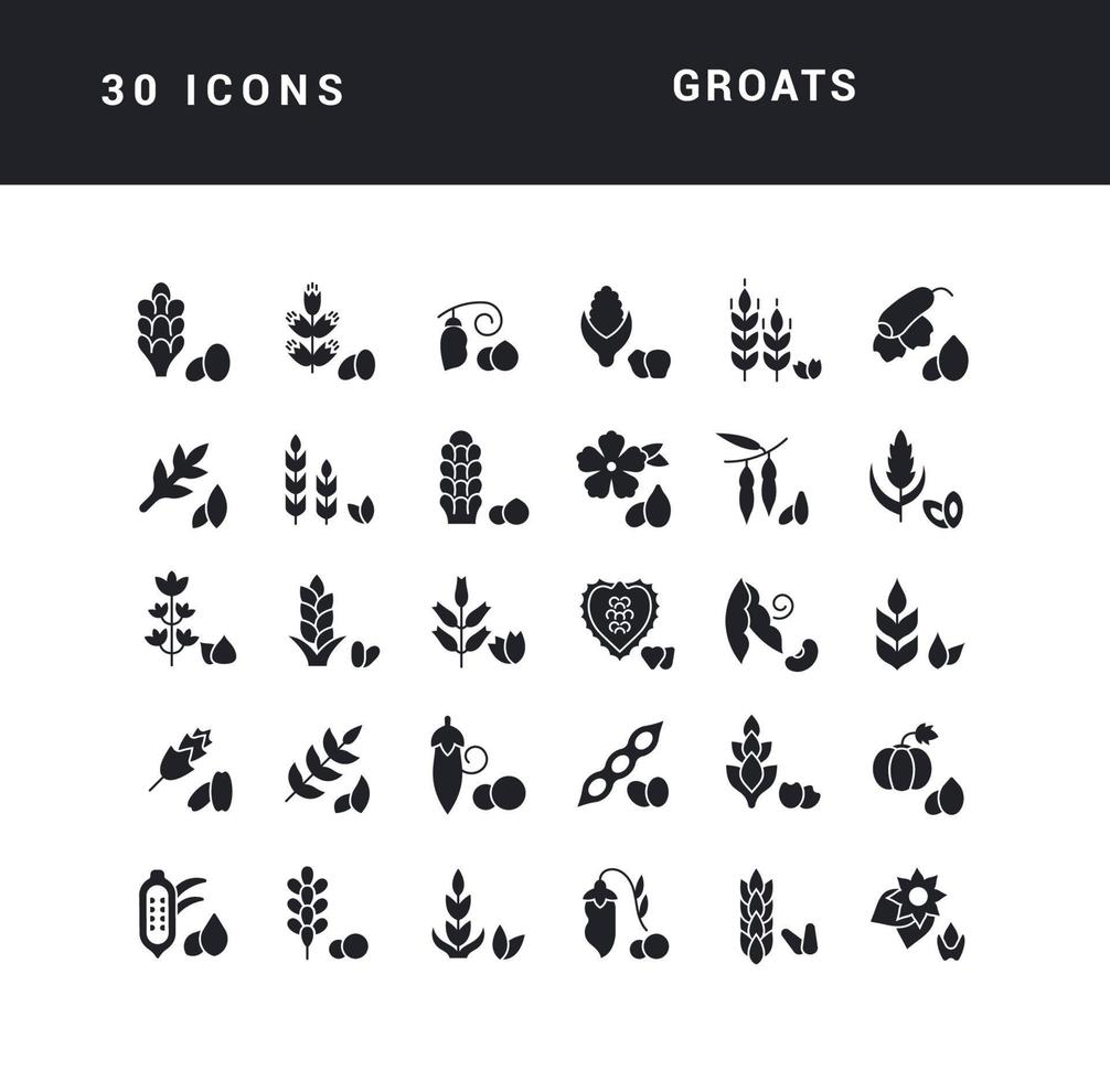 Set of simple icons of Groats vector