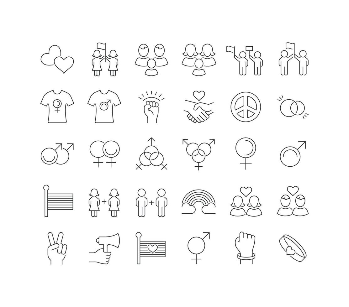 Vector Line Icons of International Day LGBT