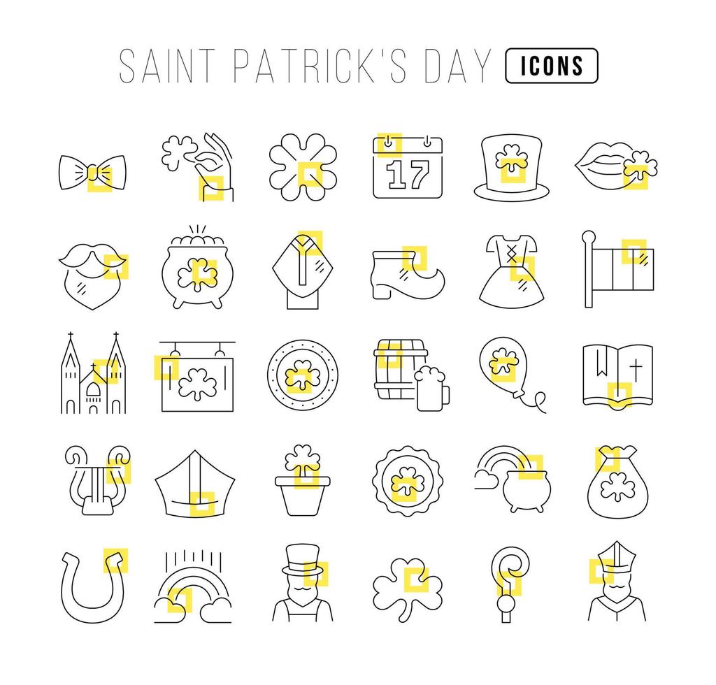 Set of linear icons of Saint Patrick's Day vector