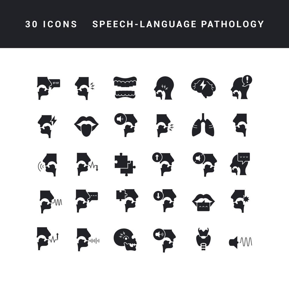 Set of simple icons of Speech-Language Pathology vector